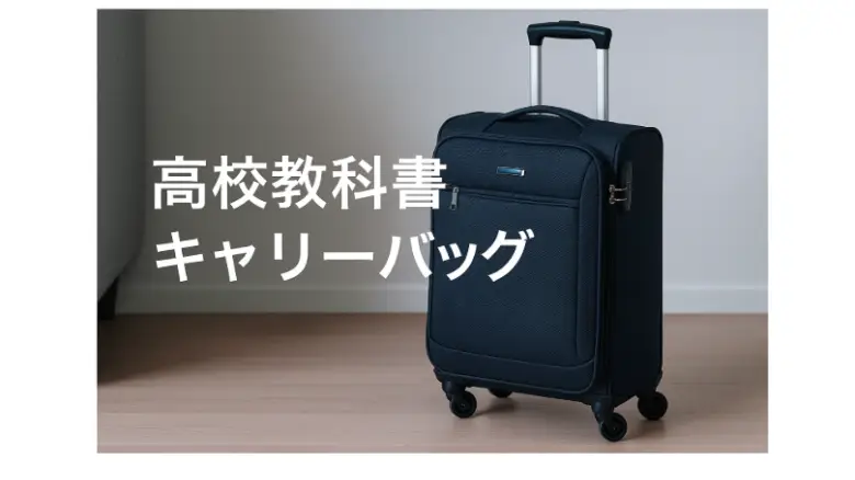 高校教科書をキャリーバッグに入れて運ぶシーンのイメージ写真