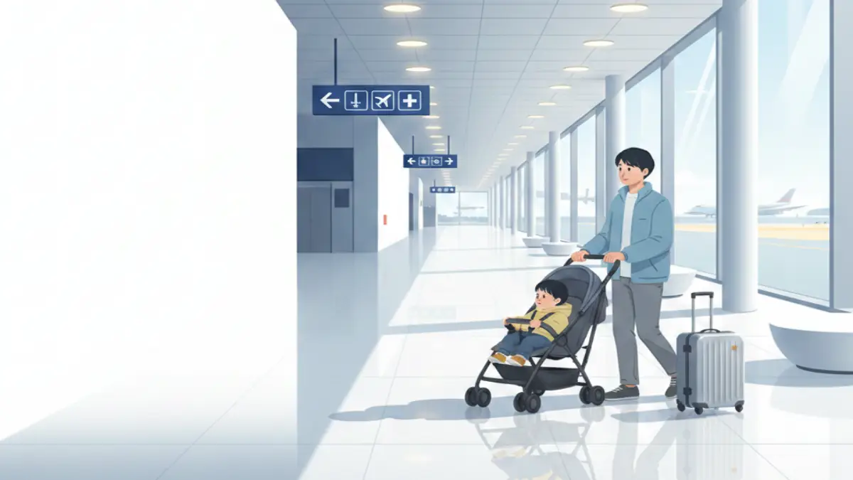 空港移動を快適にするキャリーケース一体型ベビーカー 空港で安全に移動できるキャリーケース一体型ベビーカーの利用シーン