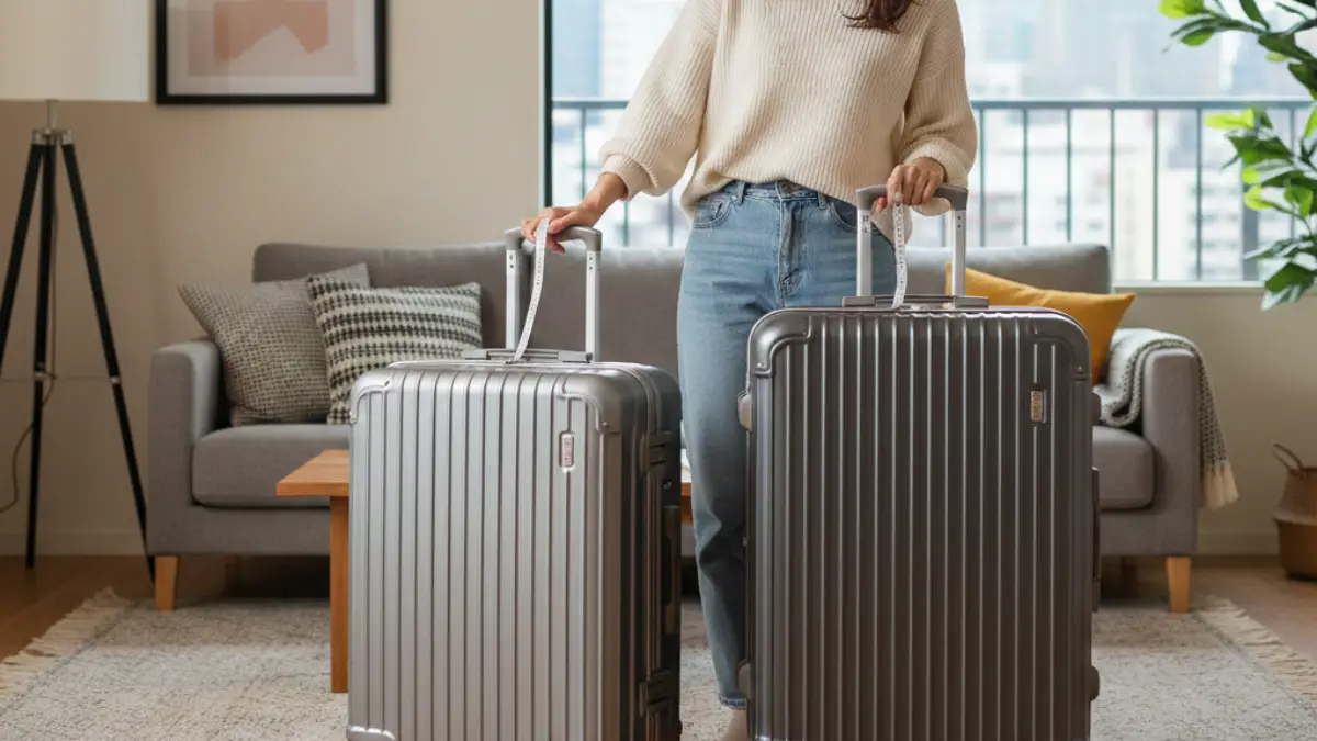 50Lと60Lスーツケース比較 50リットルと60リットルスーツケースのサイズ比較イメージ