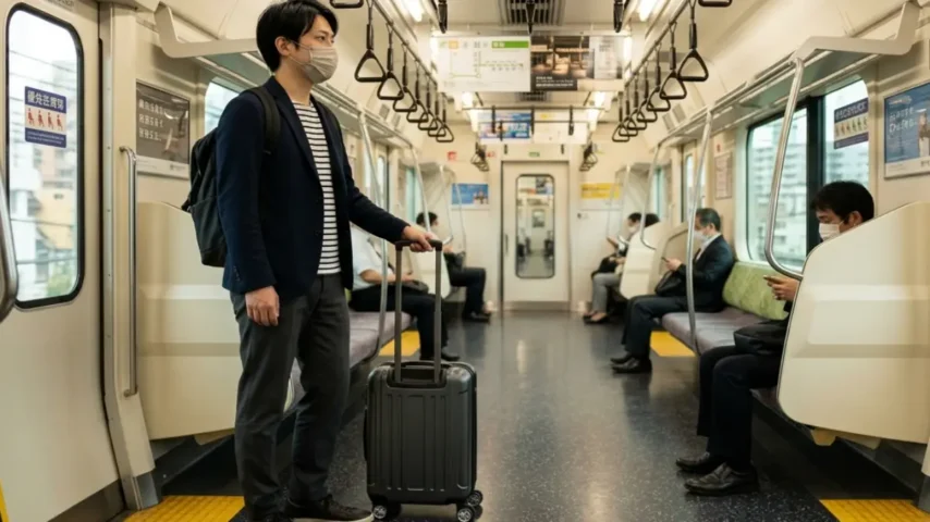 キャリー ケース 電車 置き方 正解のイメージ