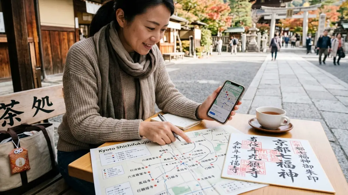 京都七福神 巡り色紙どこで買う前にマップで位置確認する画像
