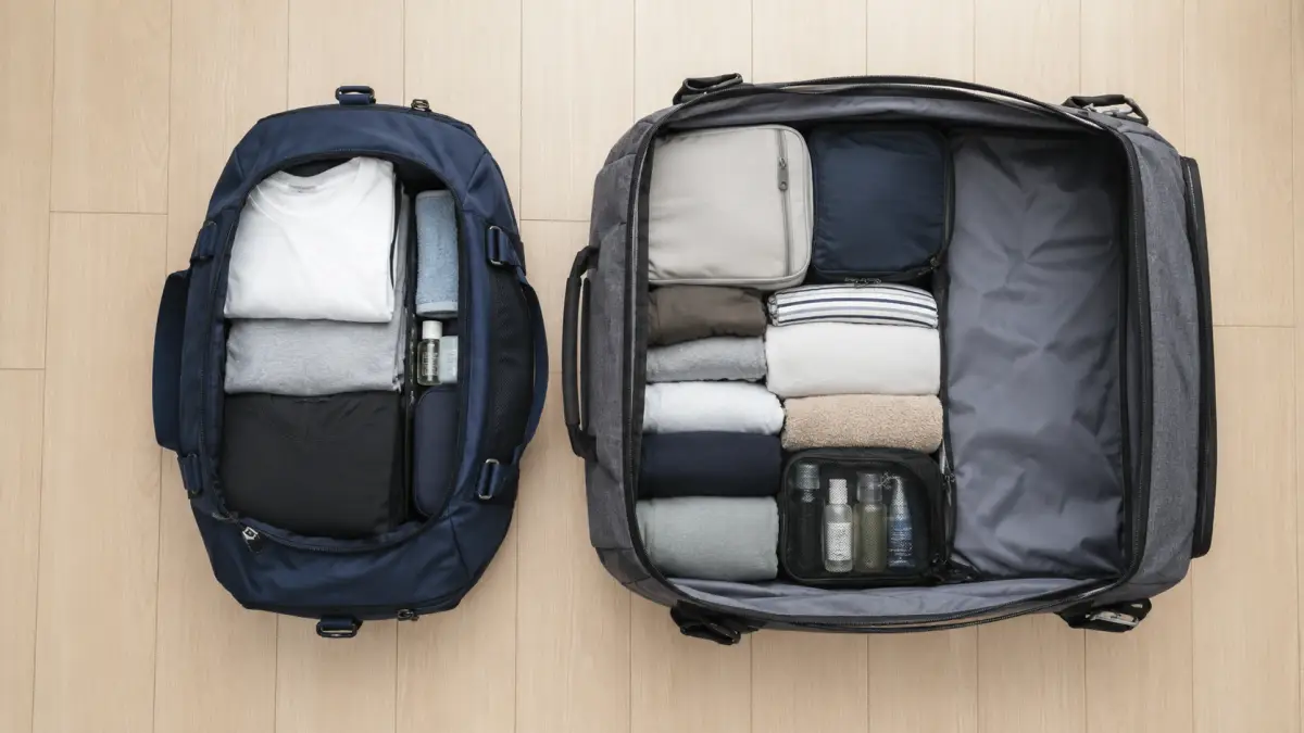 高校生の修学旅行バッグの容量を45Lと60Lクラスで比較した荷造り例