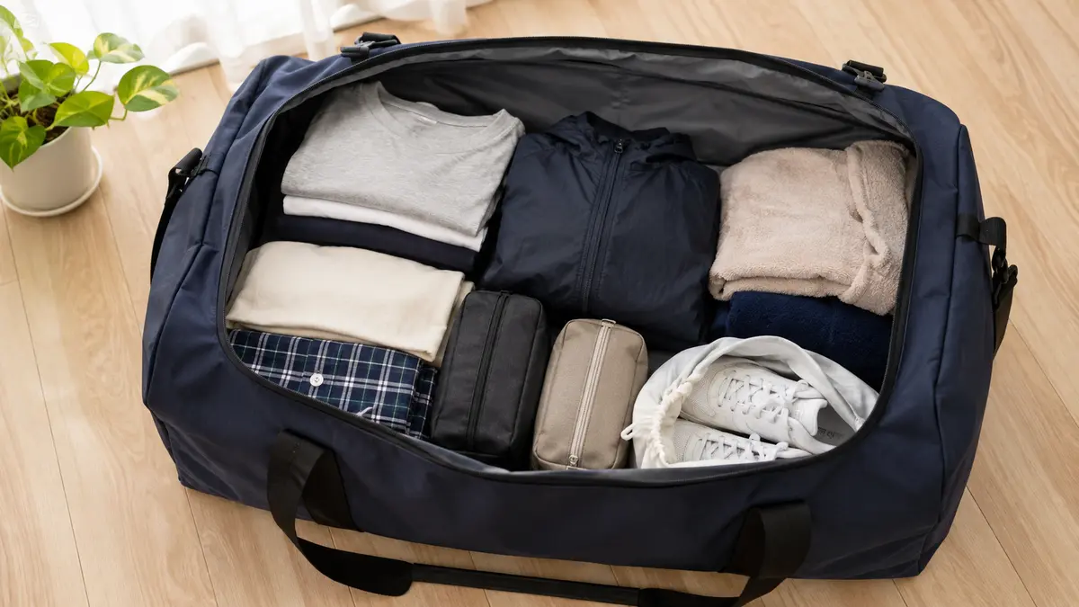中学生の2泊3日修学旅行向け40〜50Lボストンバッグの荷物例