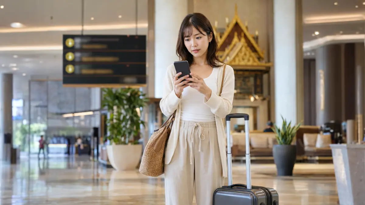 タイeSIM電話番号付き無制限でSMS認証を確認する日本人女性