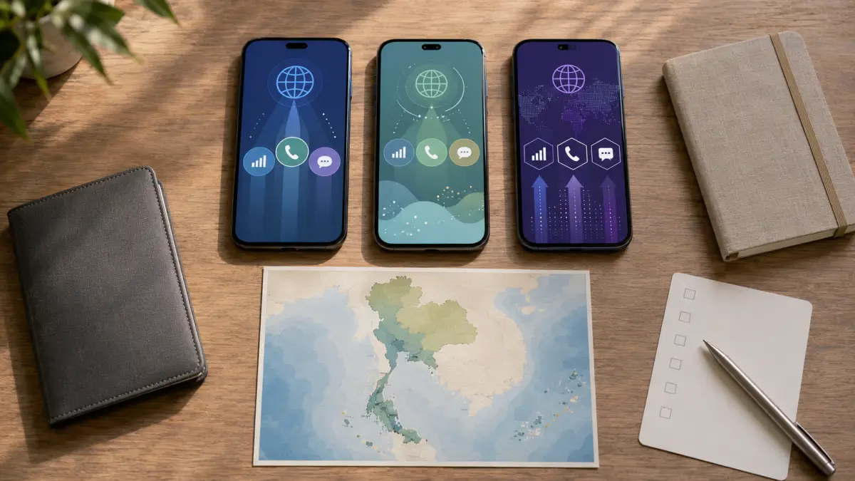 タイeSIM電話番号付き無制限の主要回線を3台のスマートフォンで比較